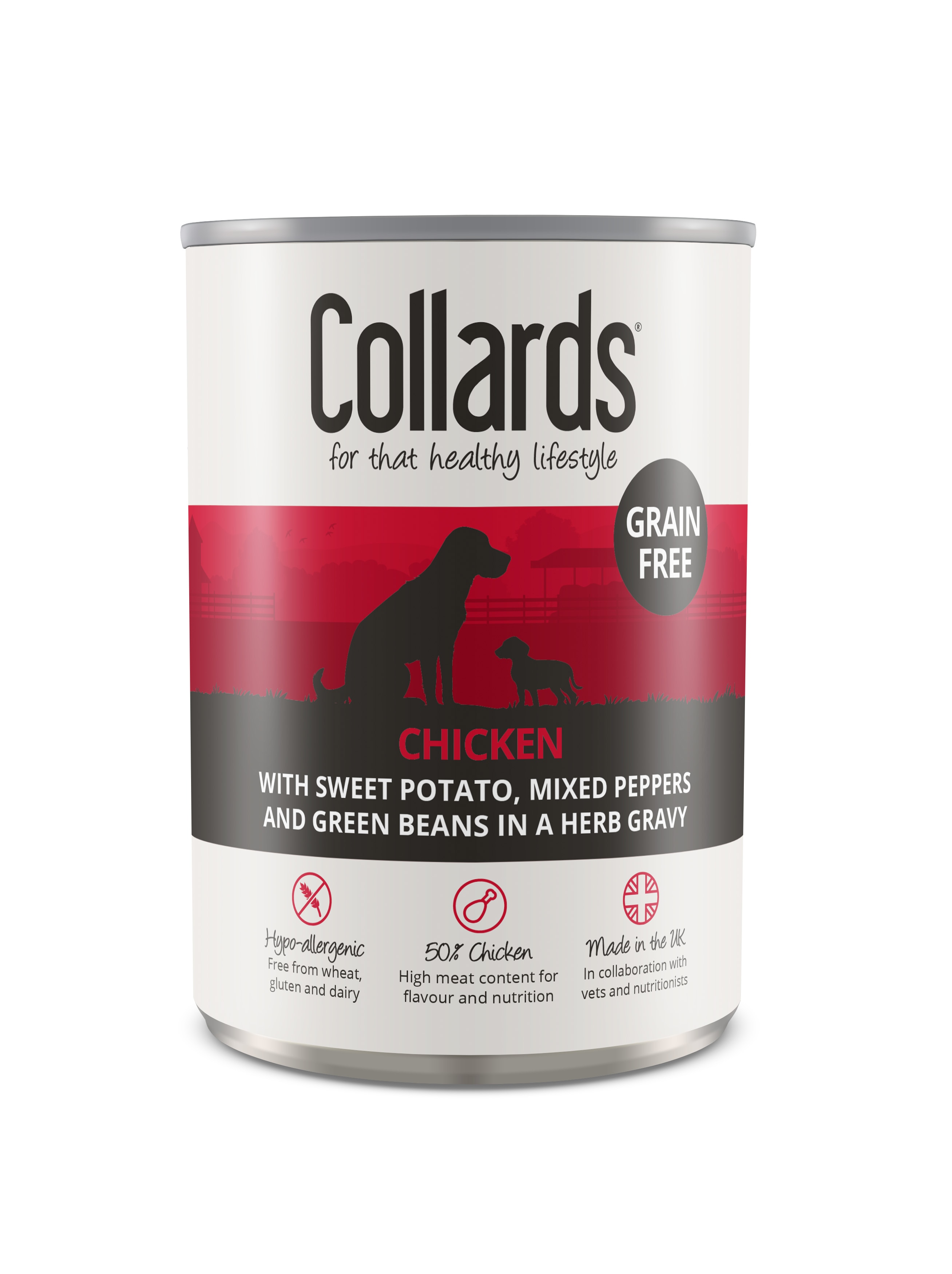 Collards Grain Free Chicken in Gravy Wet Dog Food Cans - 12 x 390g